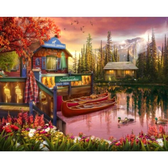 Springbok Lakeshore Serenity 1000 pc Jigsaw Puzzle USED - Picture 2 of 11